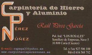 Carpintería de hierro y Aluminio Pérez Nuñez